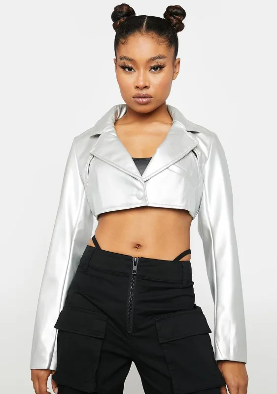 Chrome I Am Fearless Cropped Blazer sold by Dolls Kill