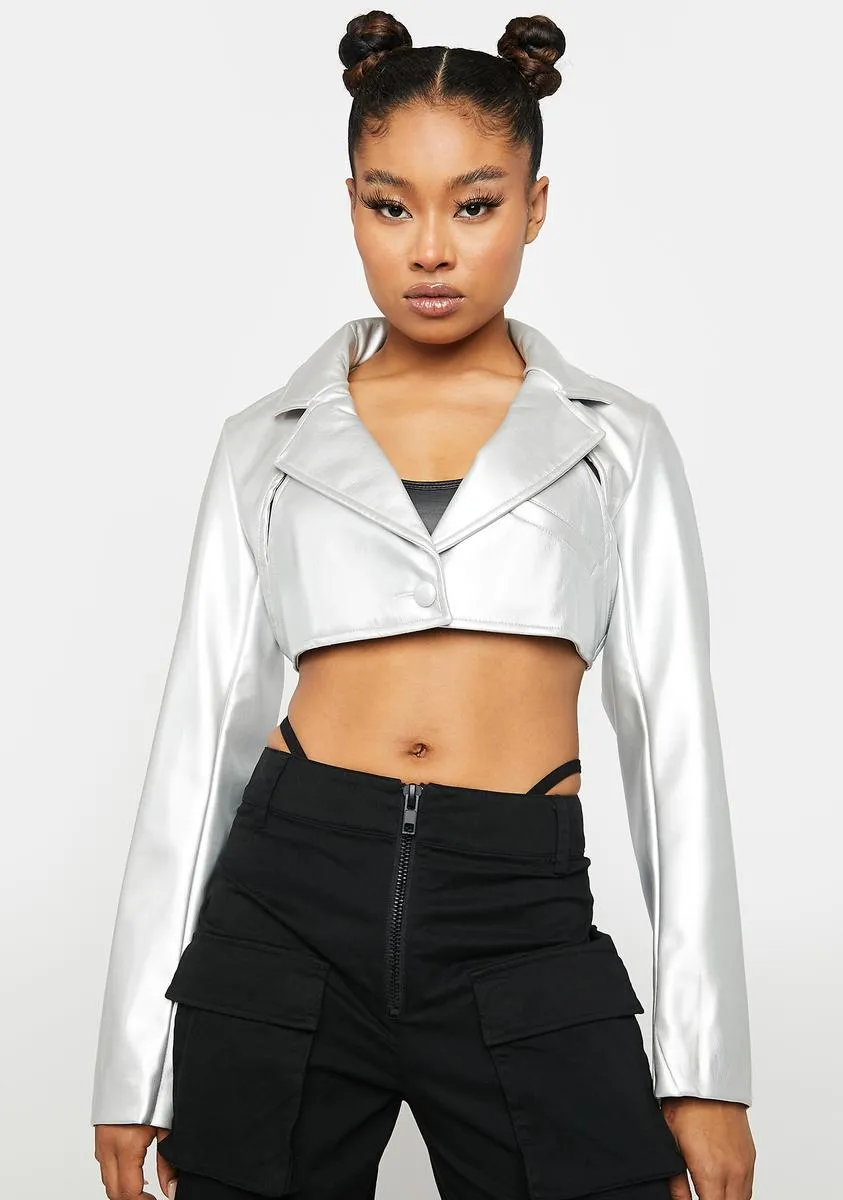 Chrome I Am Fearless Cropped Blazer sold by Dolls Kill