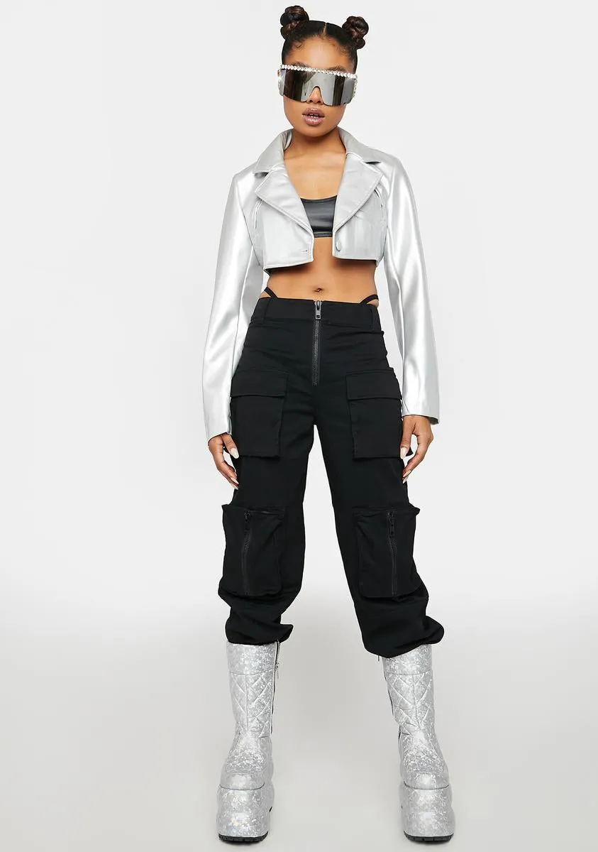 Chrome I Am Fearless Cropped Blazer sold by Dolls Kill product image thumbnail 3