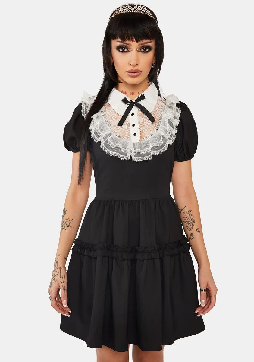The Princess Comes Across Contrast Ruffle Collar Dress sold by Dolls Kill