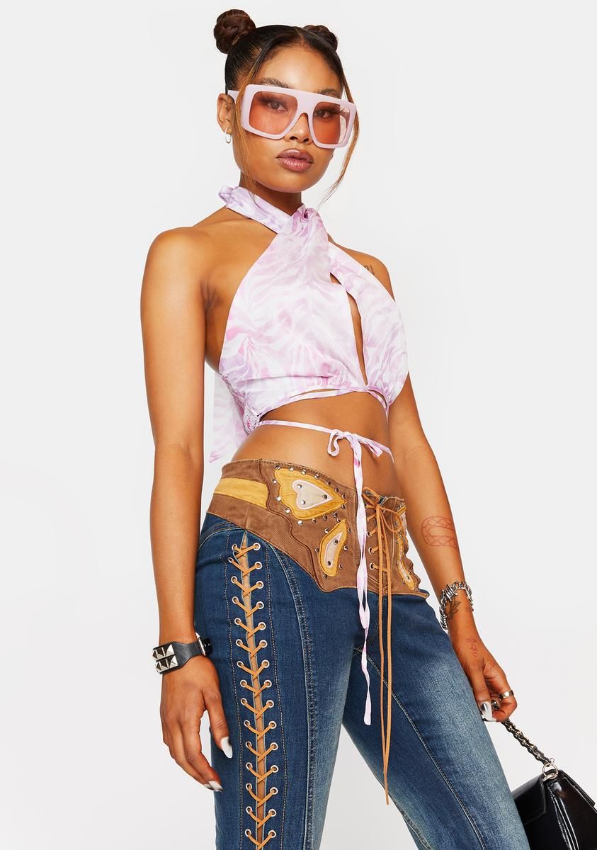 Let Me Go Zebra Halter Crop Top sold by Dolls Kill product image thumbnail 2