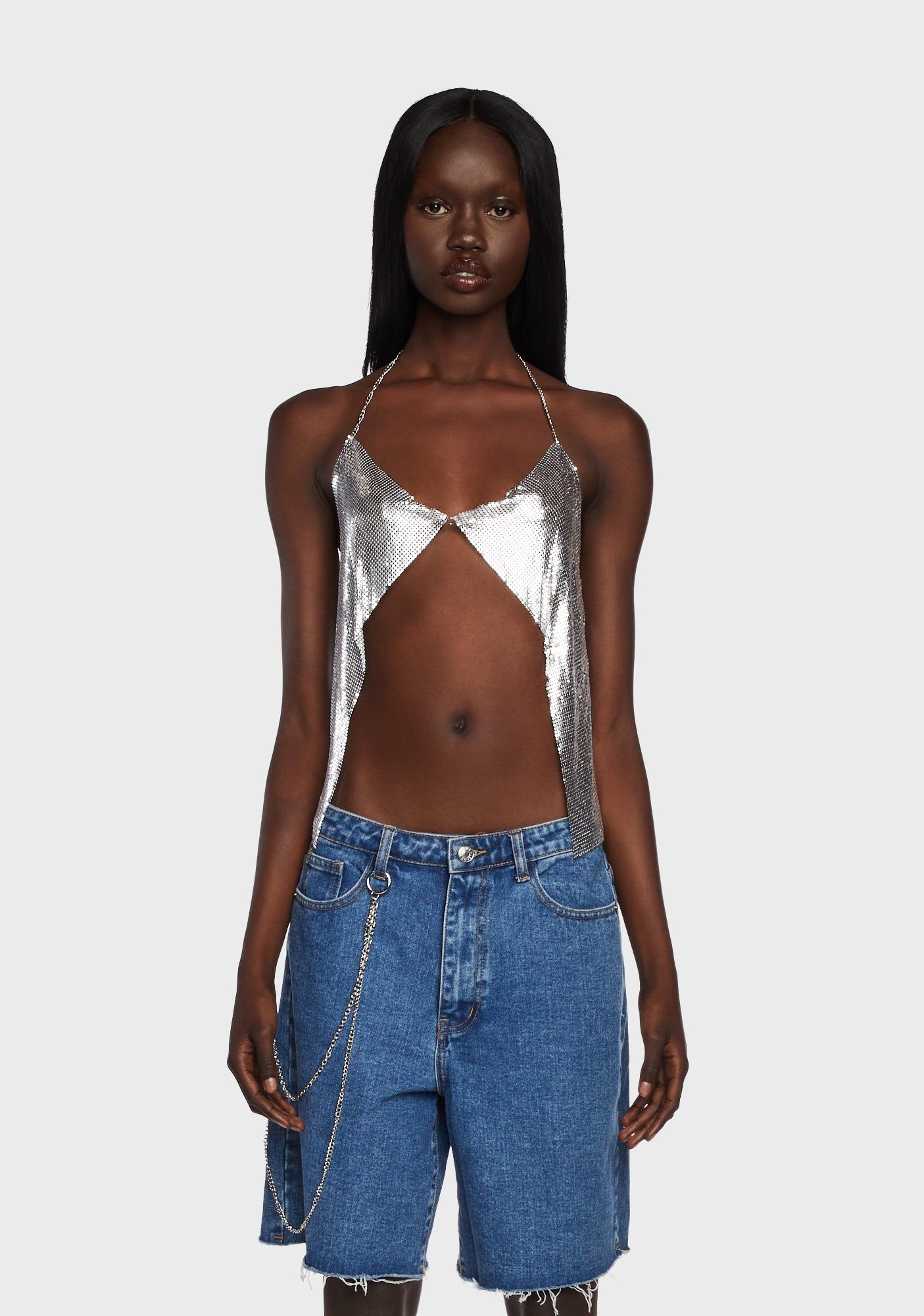 Celia Chainmail Open Back Bralette sold by Dolls Kill