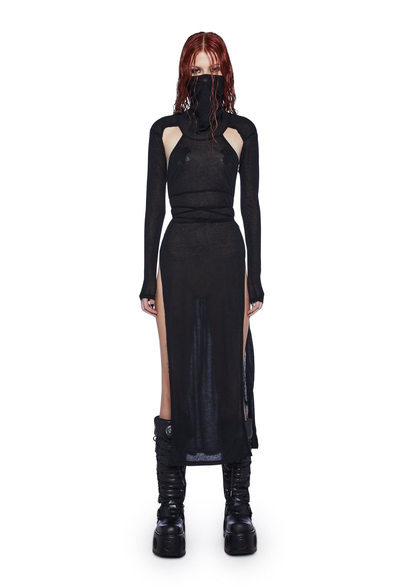 Flanger High Slit Maxi Dress sold by Dolls Kill
