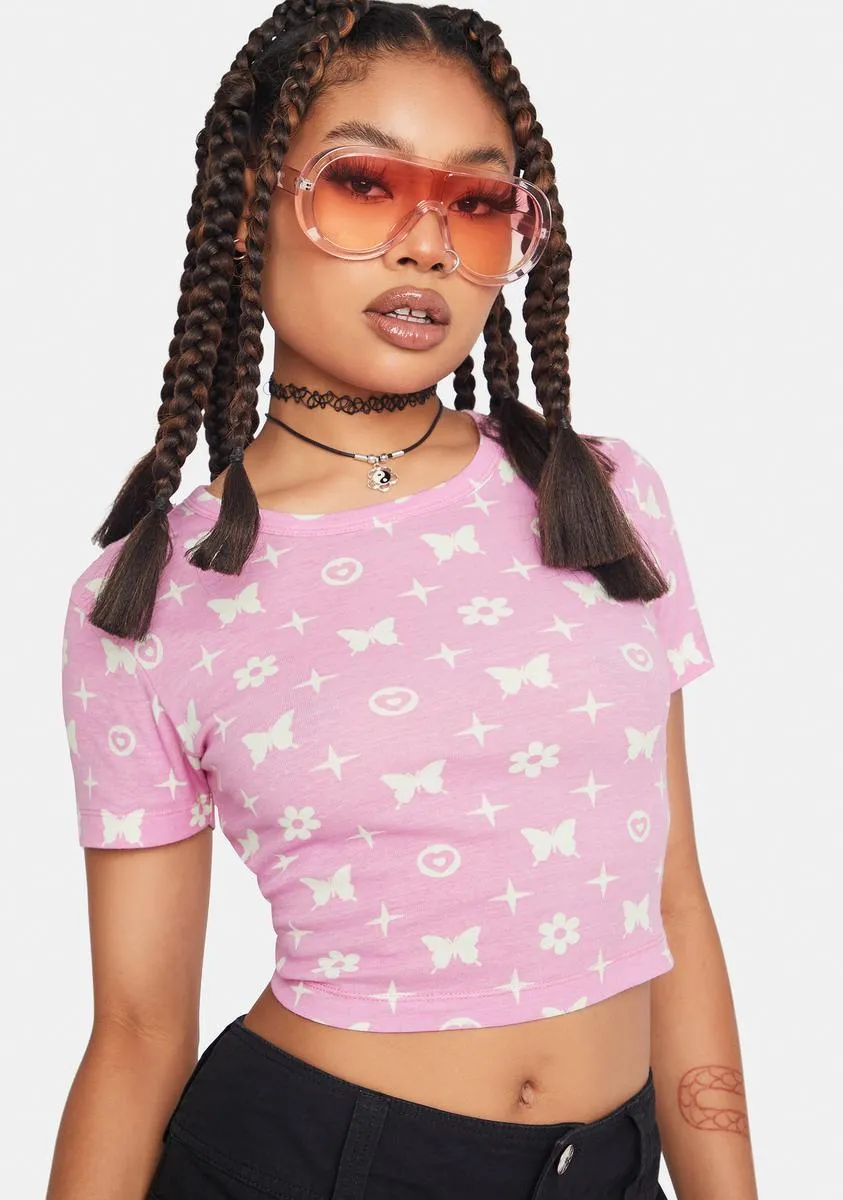 Butterfly Monogram Crop Top sold by Dolls Kill