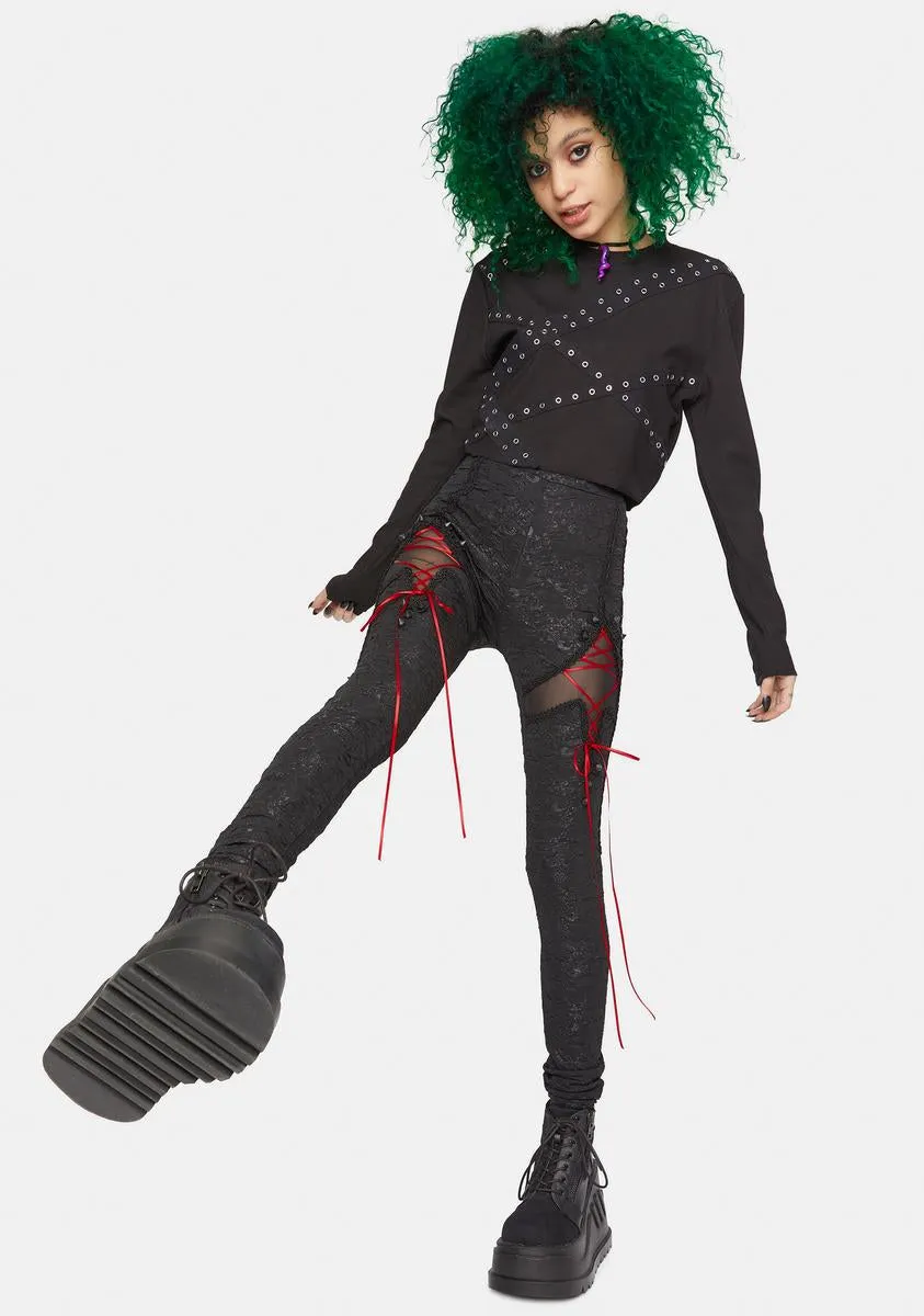 Ribbon Lace Up Paneled Pants sold by Dolls Kill product image thumbnail 2