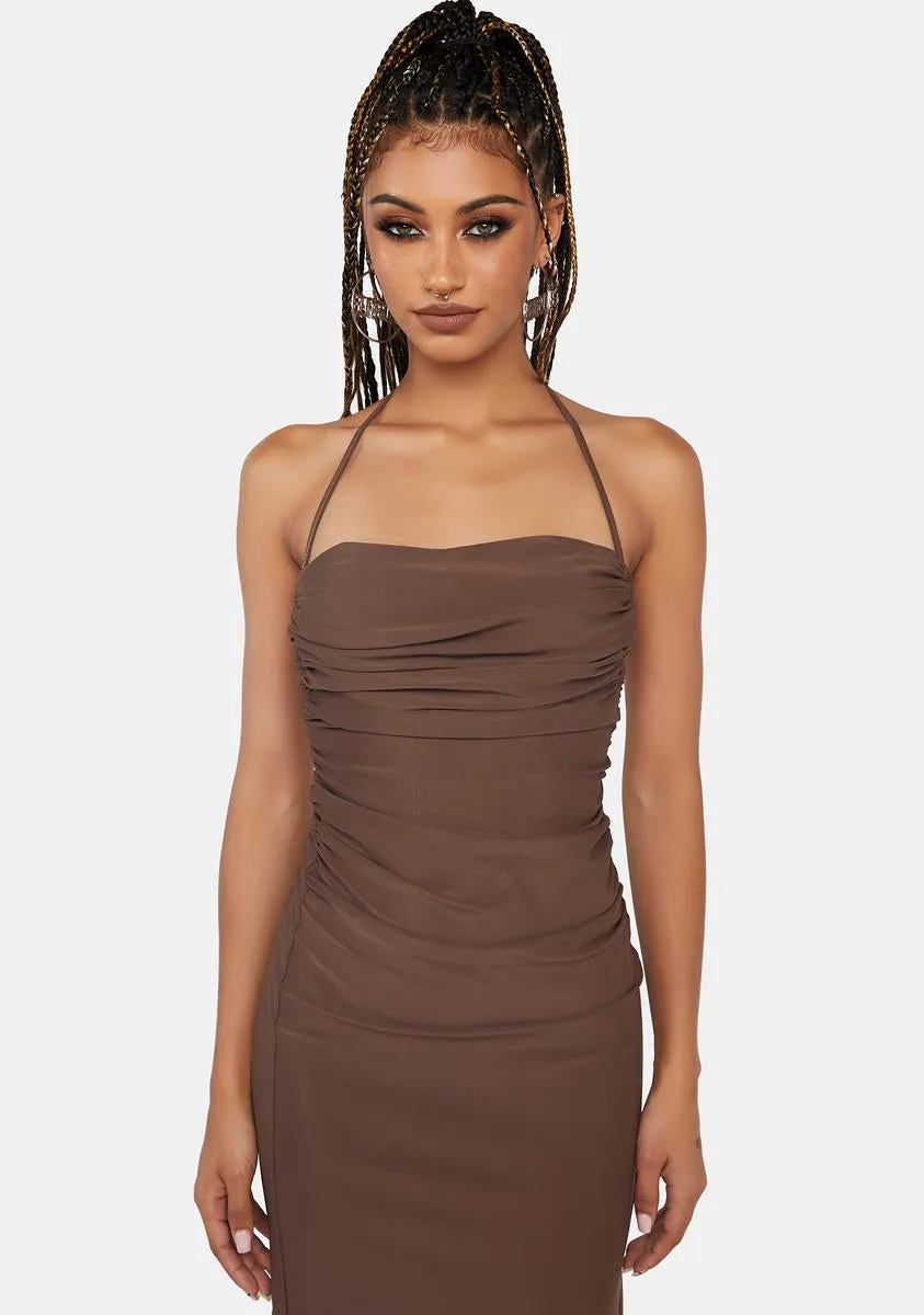 Brown Slinky Open Back Midi Dress sold by Dolls Kill product image thumbnail 2