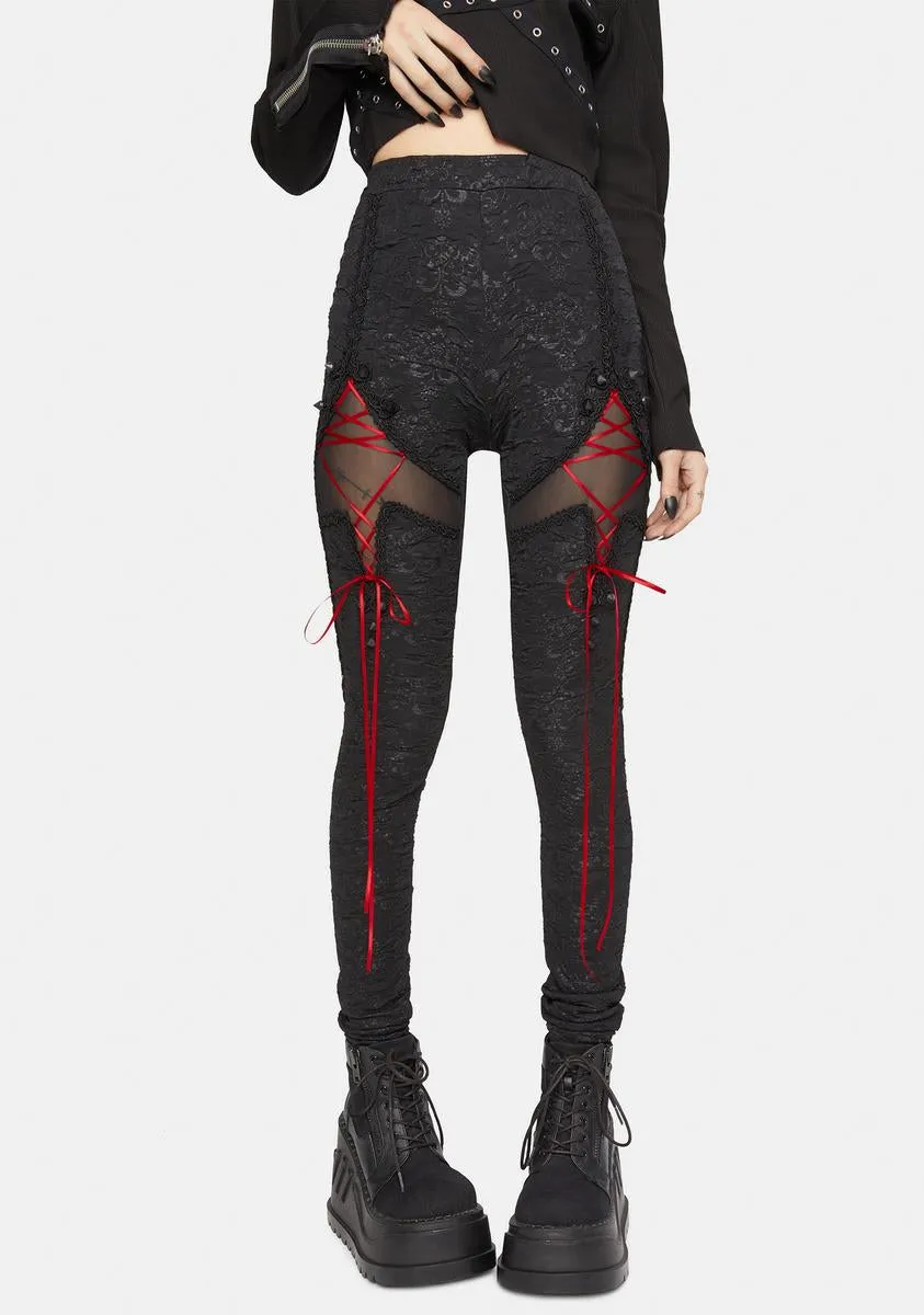 Ribbon Lace Up Paneled Pants sold by Dolls Kill