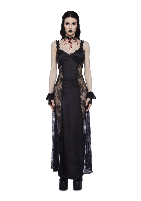 Night Surrender Maxi Slip Dress - Black sold by Dolls Kill
