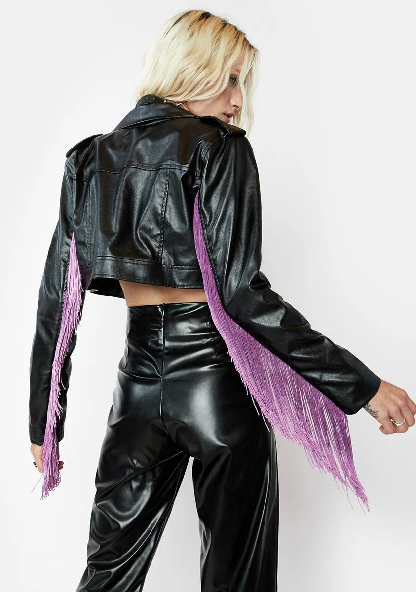 Amethyst Bite The Dust Fringe Moto Jacket sold by Dolls Kill product image thumbnail 4