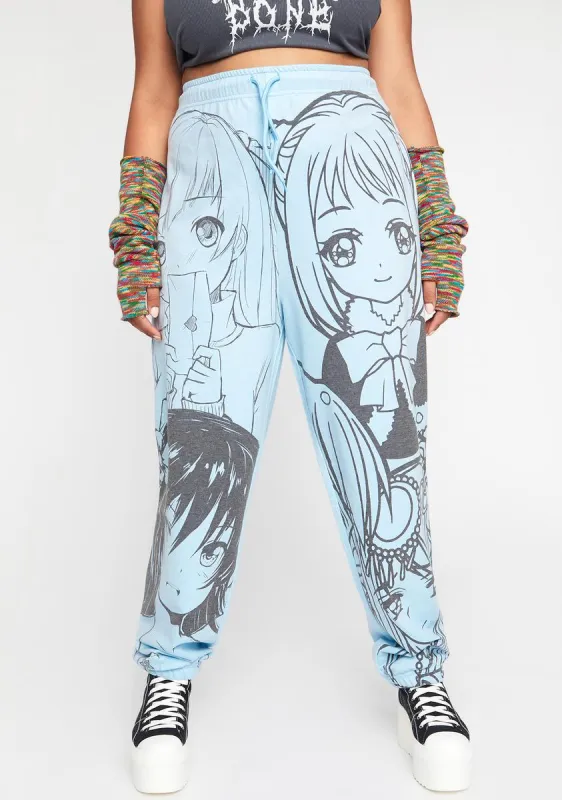 Plus Blue Manga Girls Jogger Sweatpants sold by Dolls Kill