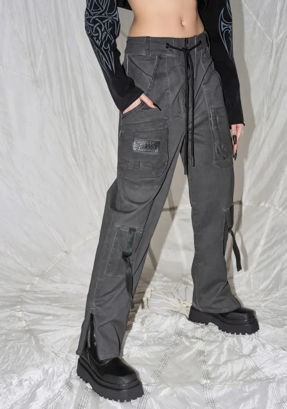 Synth Unisex Charcoal Washed Cargo Pants sold by Dolls Kill