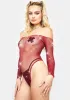 Burgundy Frozen Ice Rhinestone Fishnet Bodysuit sold by Dolls Kill