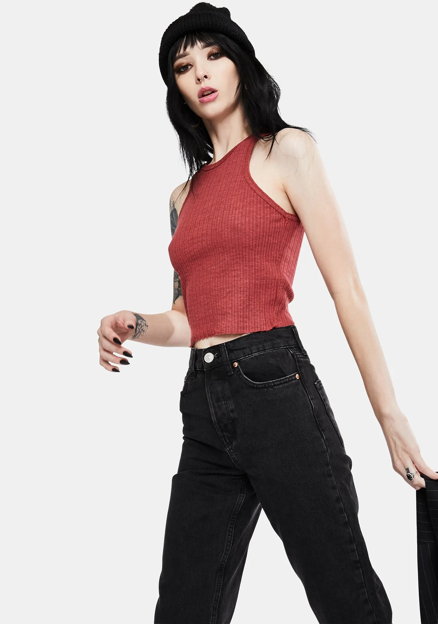 Brick Ribbed Tank Top sold by Dolls Kill product image thumbnail 2