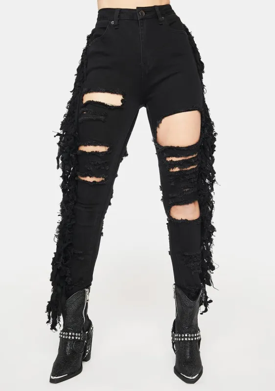 Over And Out Distressed Denim Jeans sold by Dolls Kill