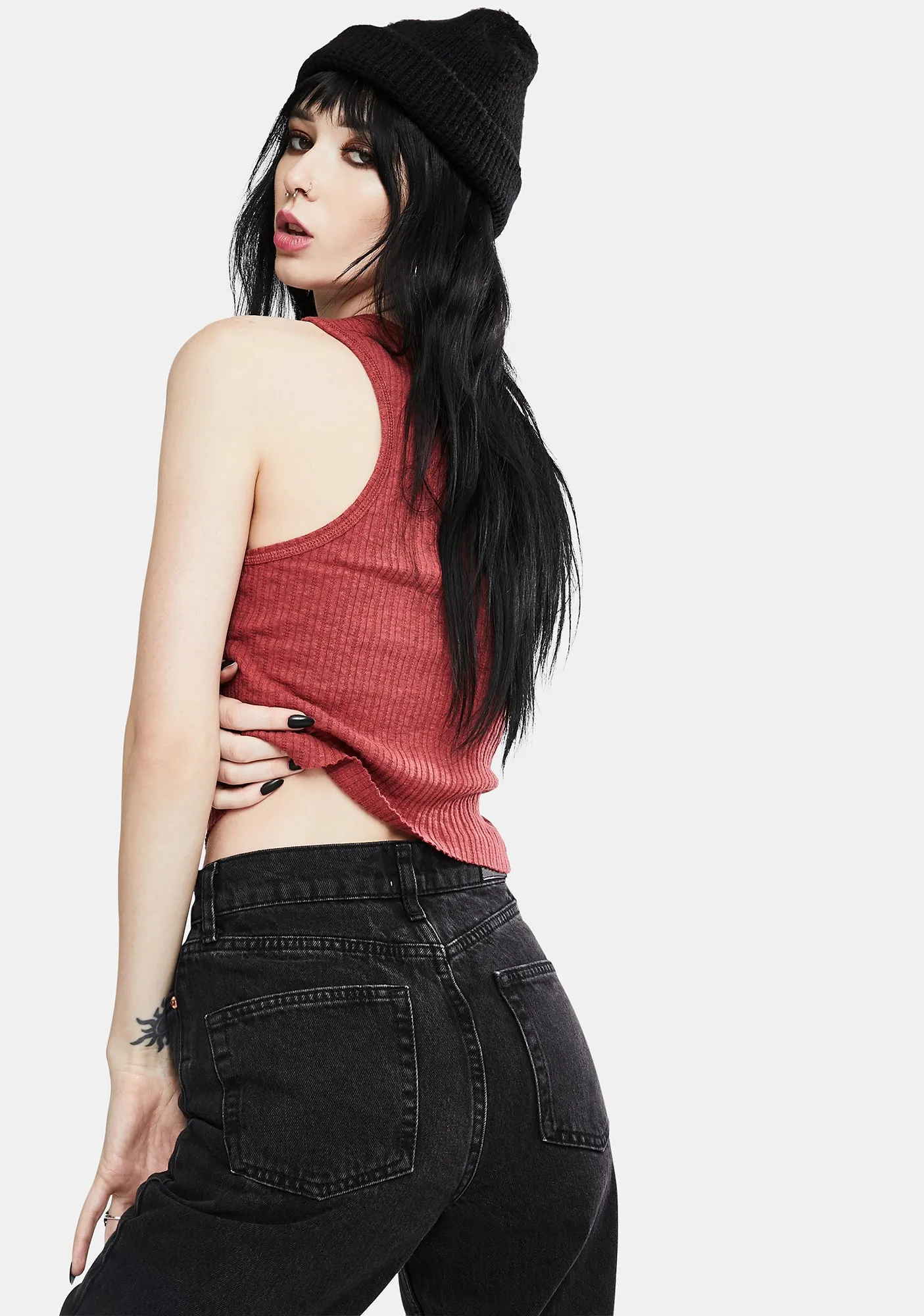 Brick Ribbed Tank Top sold by Dolls Kill product image thumbnail 4