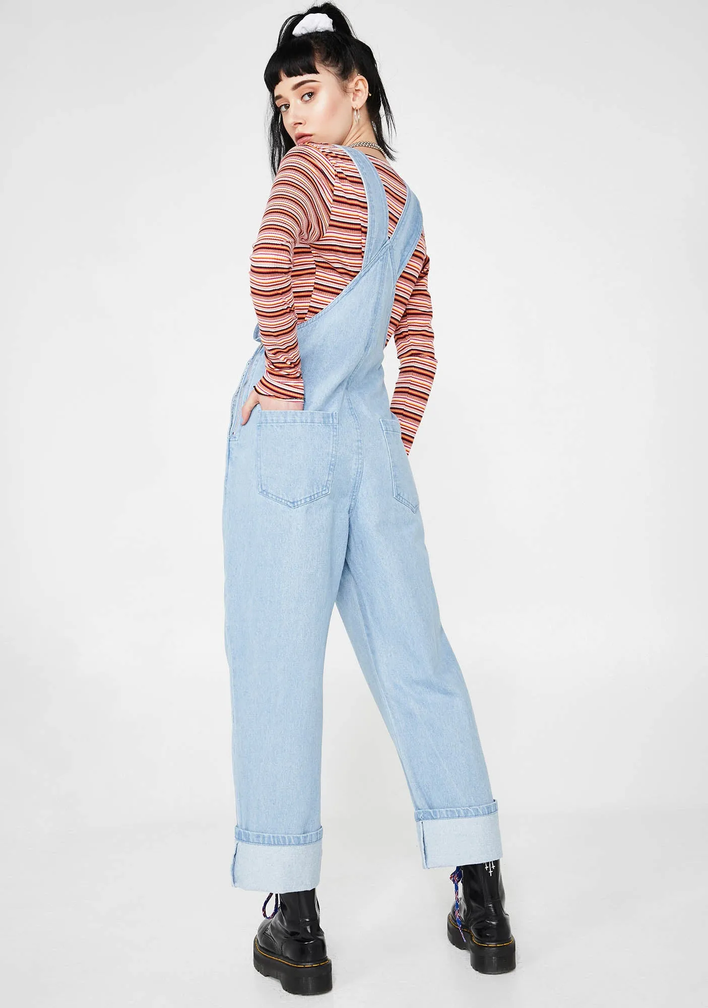 In A Mood Denim Overalls sold by Dolls Kill product image thumbnail 4