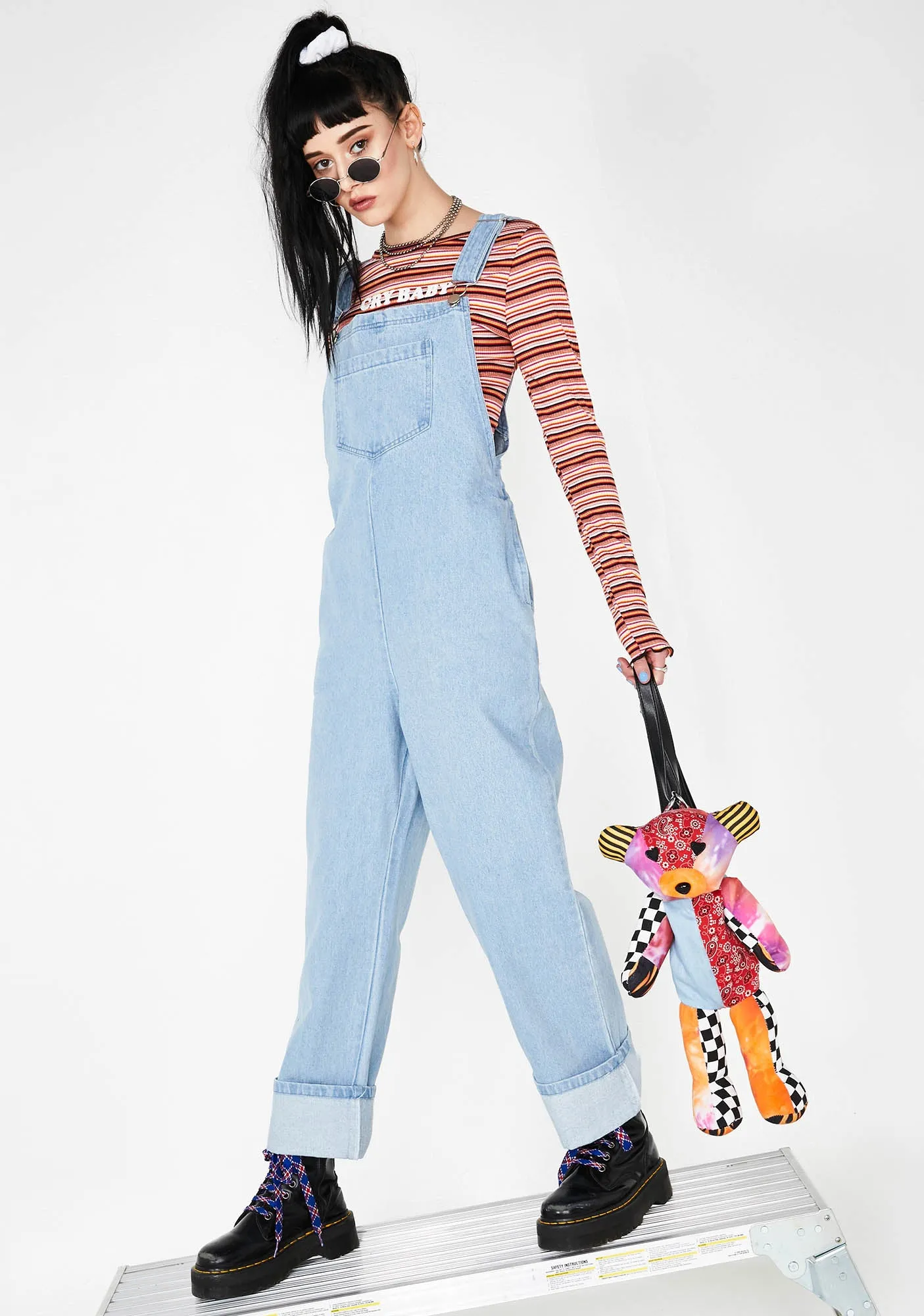 In A Mood Denim Overalls sold by Dolls Kill