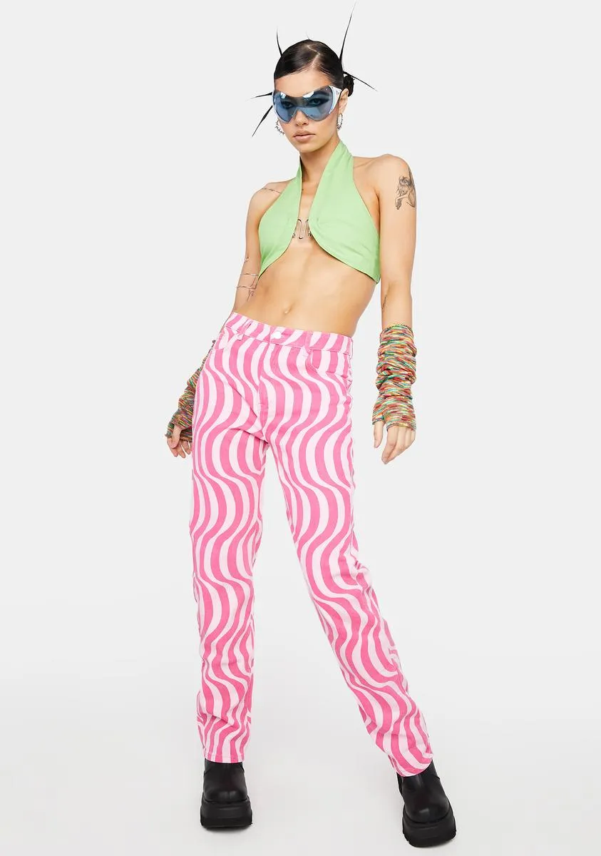 Pink Swirl Abstract Mid Rise Straight Leg Jeans sold by Dolls Kill product image thumbnail 3