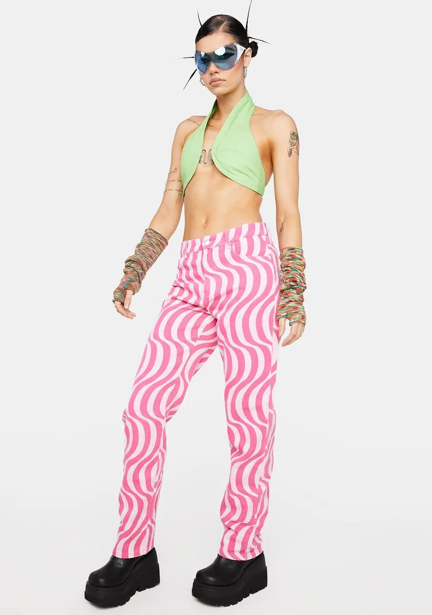 Pink Swirl Abstract Mid Rise Straight Leg Jeans sold by Dolls Kill product image thumbnail 2