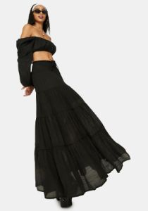 Take It Easy Smocked Maxi Skirt sold by Dolls Kill