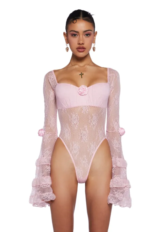True Love Nonsense Lace Bodysuit - Pink sold by Dolls Kill