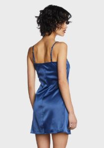 Navy Satin Corset Mini Dress sold by Dolls Kill