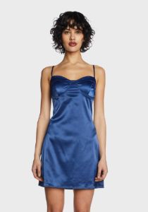 Navy Satin Corset Mini Dress sold by Dolls Kill
