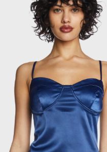 Navy Satin Corset Mini Dress sold by Dolls Kill