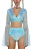 Dazed Dreamer Sequin Wrap Top - Blue sold by Dolls Kill