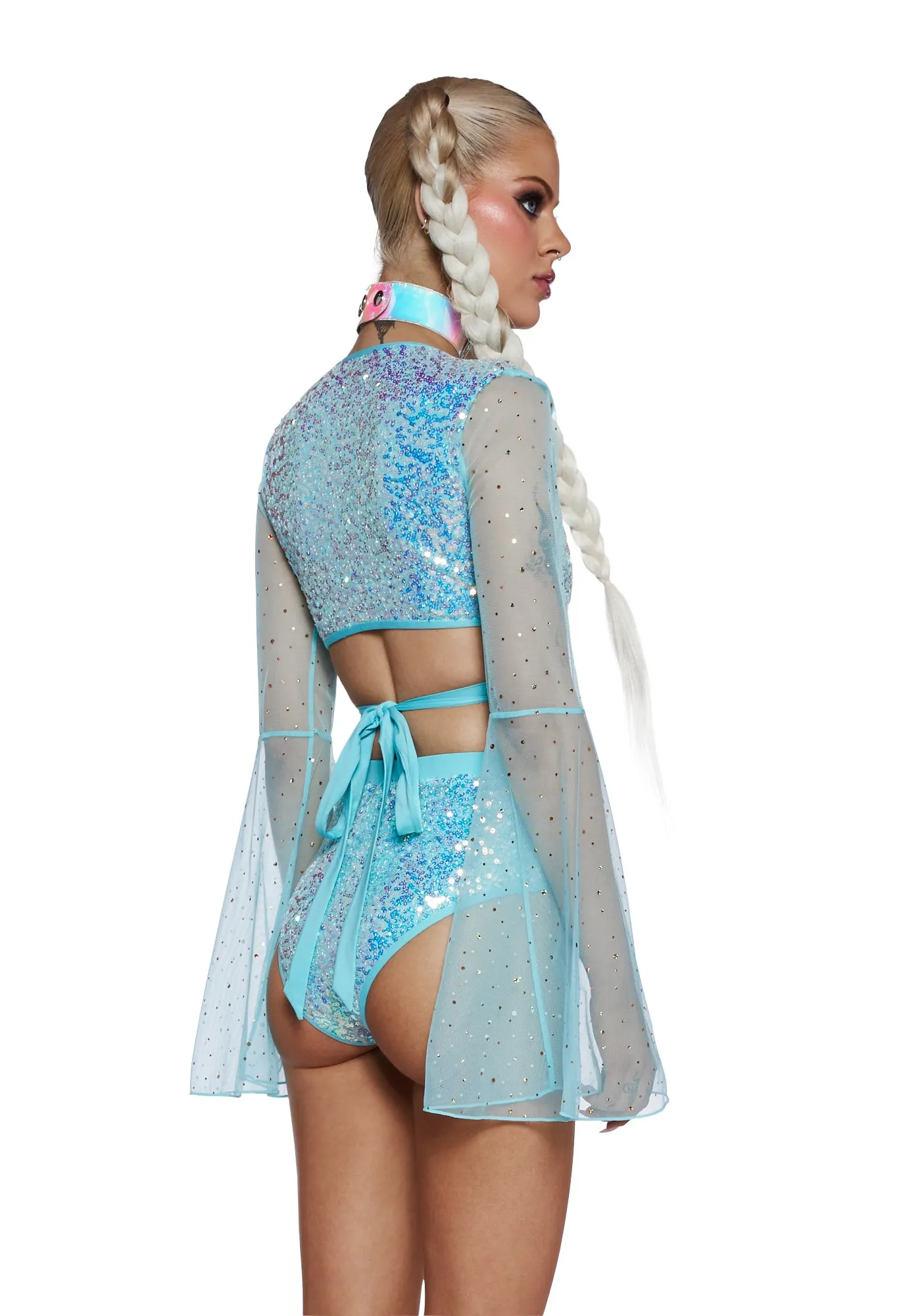 Dazed Dreamer Sequin Wrap Top - Blue sold by Dolls Kill product image thumbnail 4