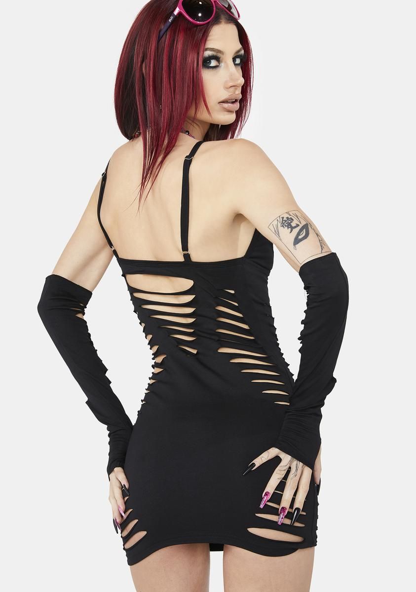 Naughty Peeks Dress & Gloves Set sold by Dolls Kill product image thumbnail 4