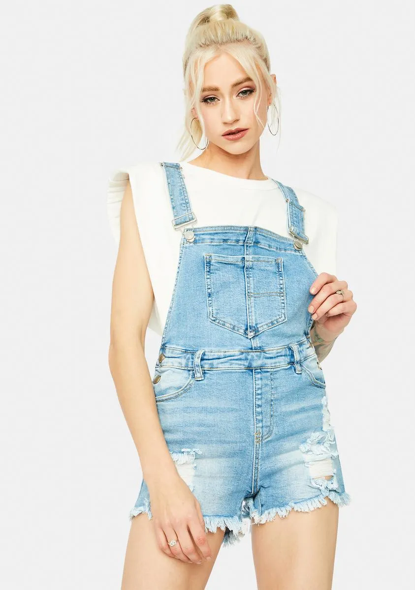 True Counter Culture Distressed Denim Short Overalls sold by Dolls Kill