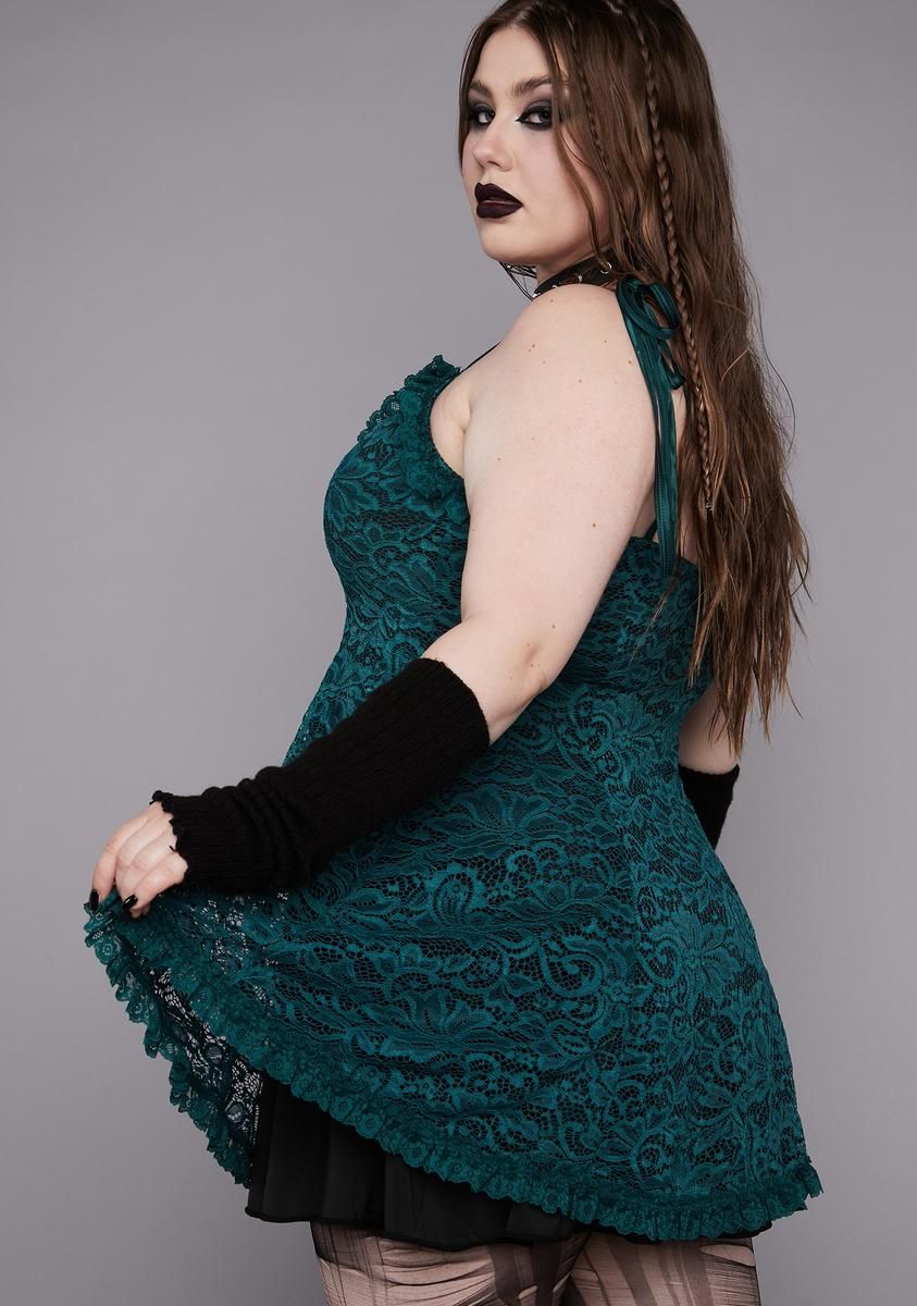 Plus Emerald Faithfully Doomed Lace Dress sold by Dolls Kill product image thumbnail 4