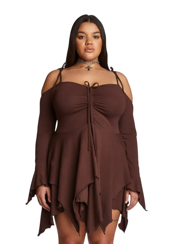 Plus F is For Fairies Handkerchief Dress - Brown made by Current Mood