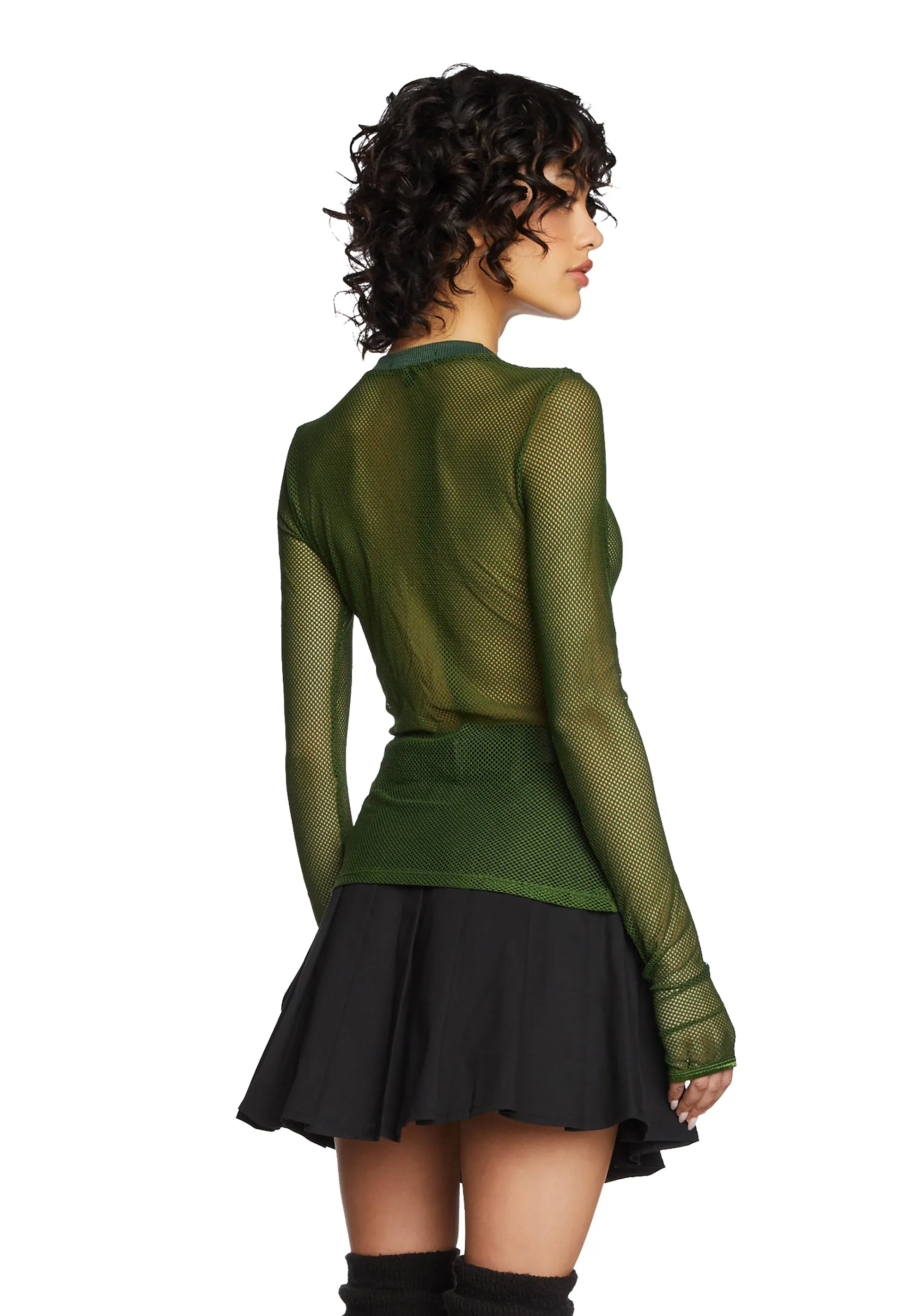 See Thru Me Fishnet Top - Olive sold by Dolls Kill product image thumbnail 4