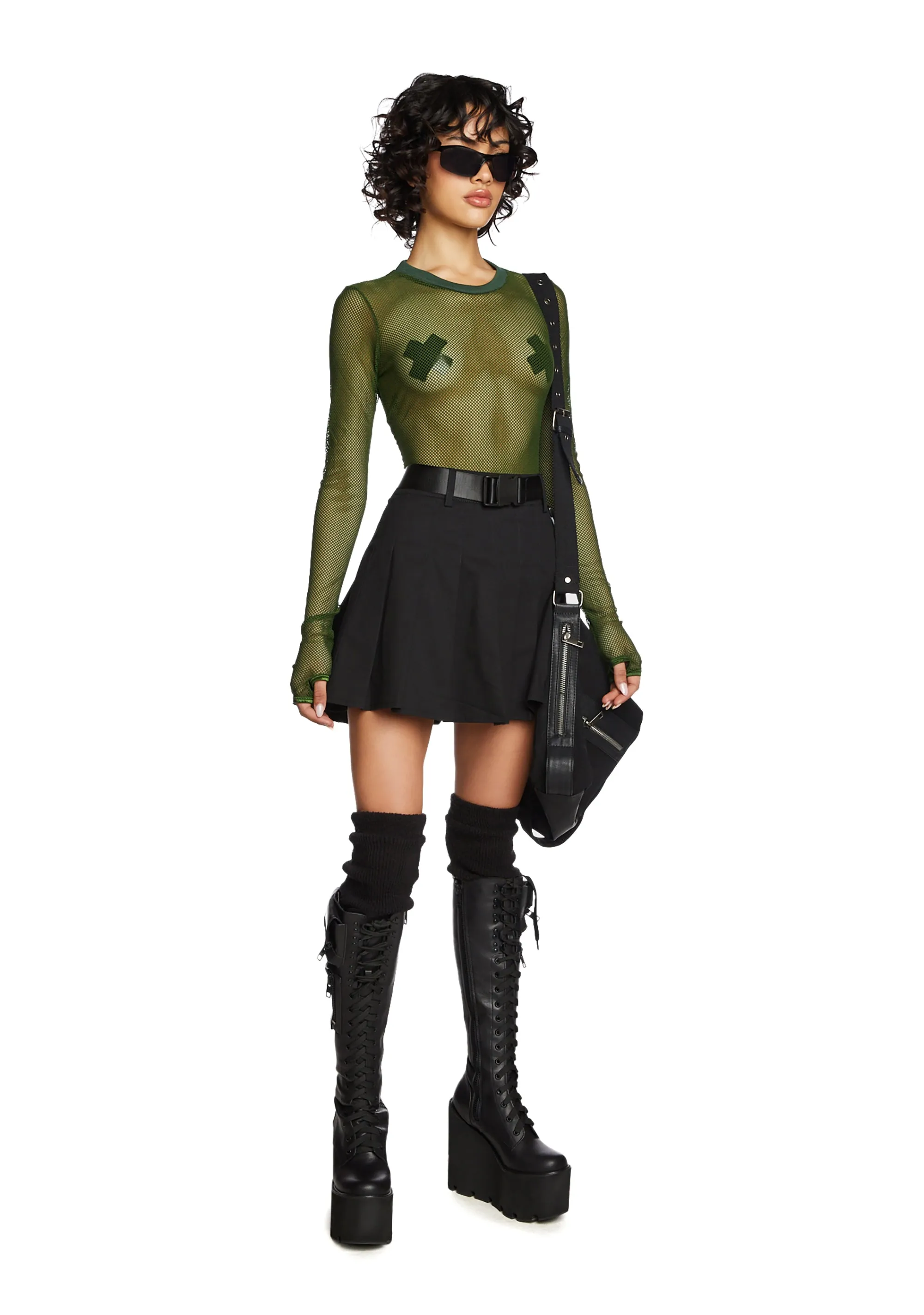 See Thru Me Fishnet Top - Olive sold by Dolls Kill product image thumbnail 2