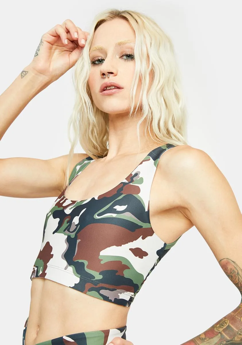 Camo Knot Sports Bra sold by Dolls Kill product image thumbnail 4