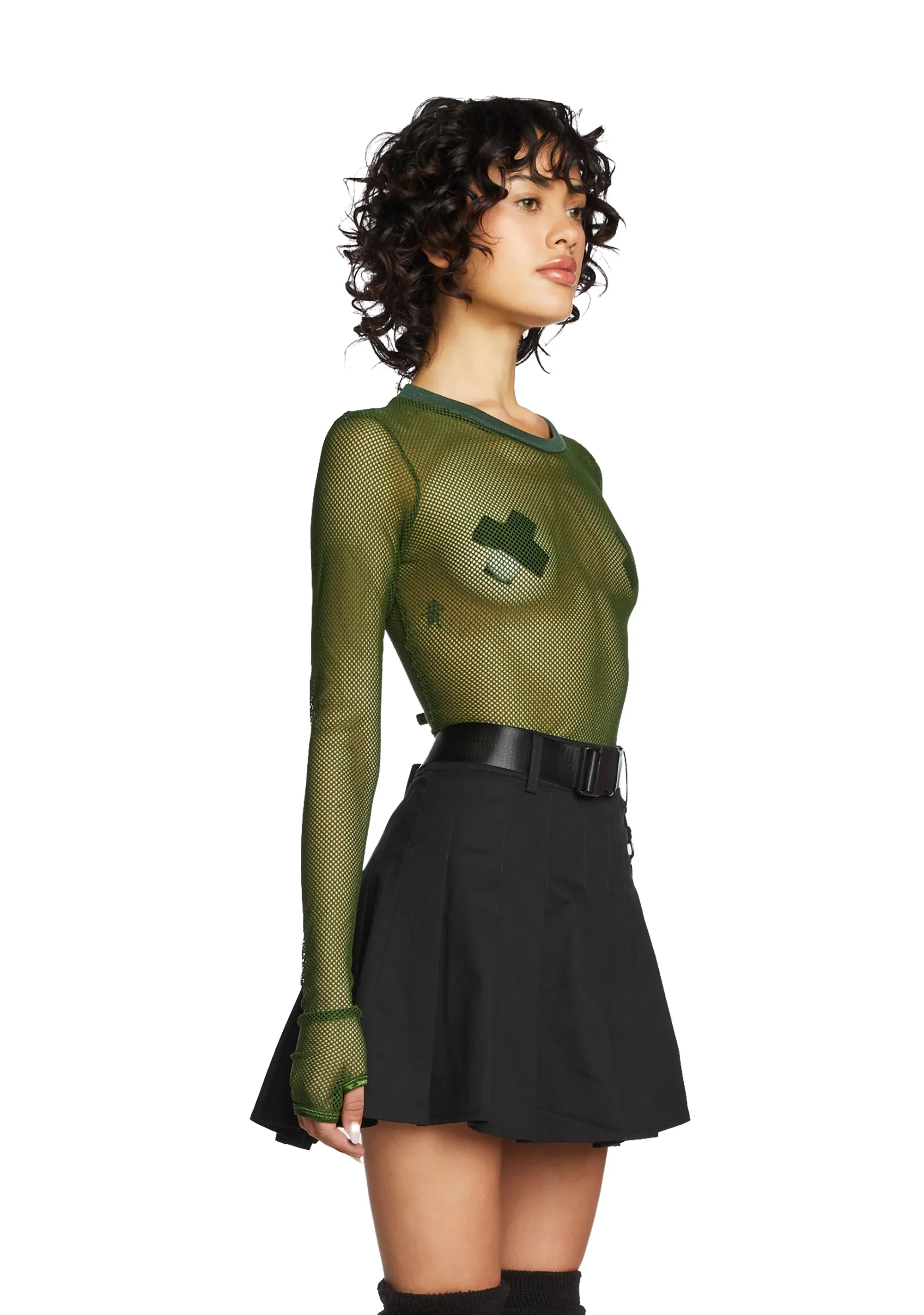 See Thru Me Fishnet Top - Olive sold by Dolls Kill product image thumbnail 3