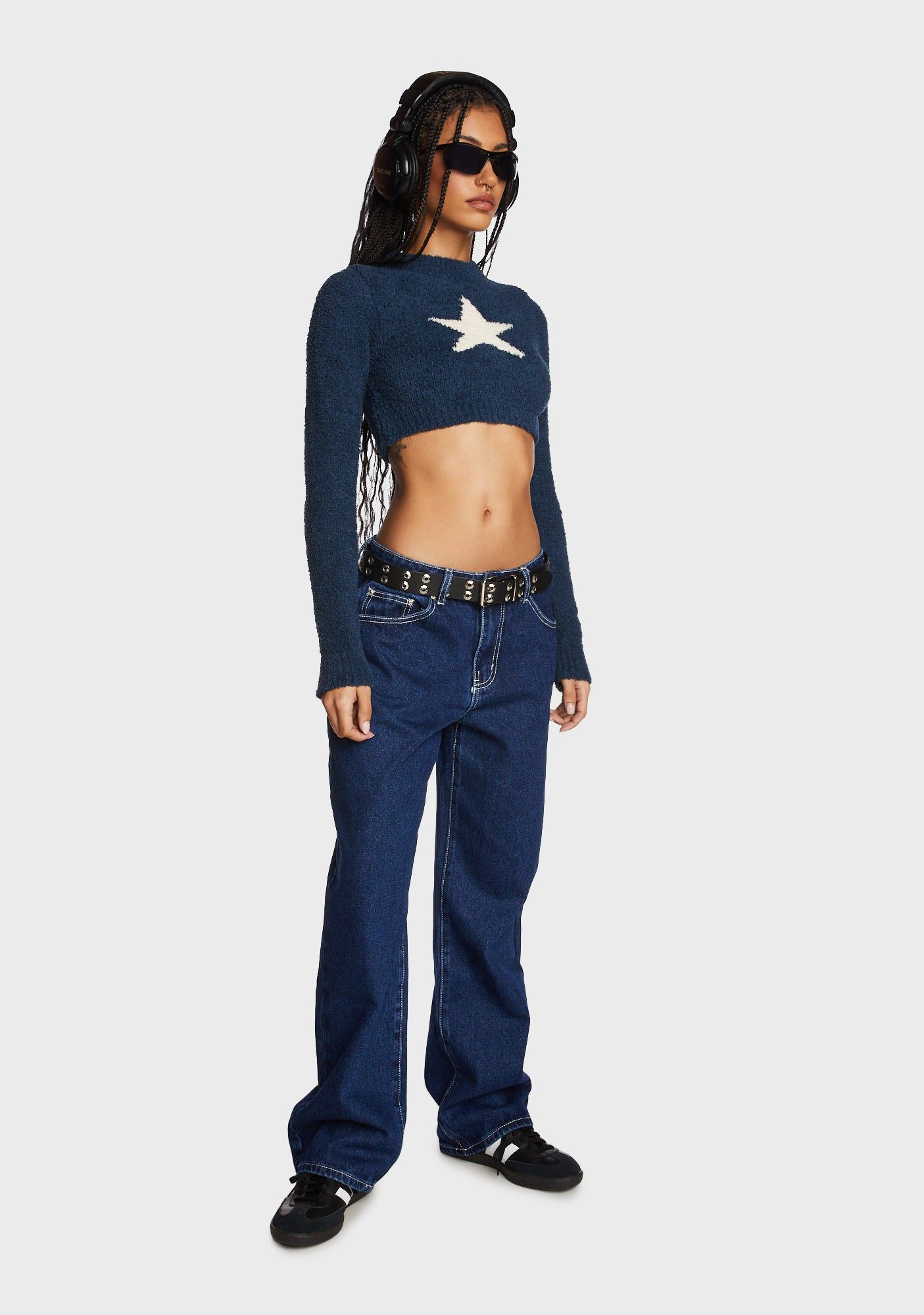 Starry Super Soft Cropped Sweater - Blue sold by Dolls Kill product image thumbnail 2