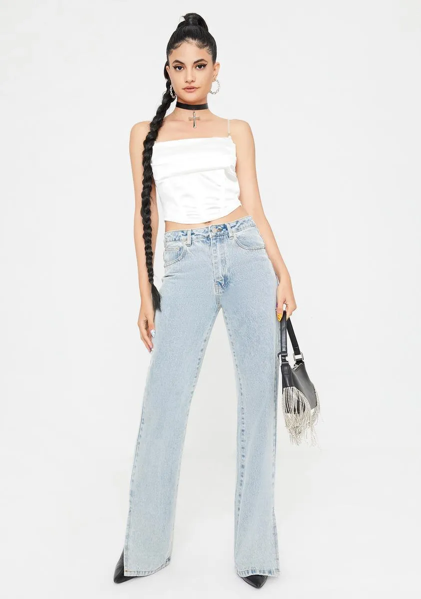 Ivory Better Be Satin Corset Crop Top sold by Dolls Kill product image thumbnail 3