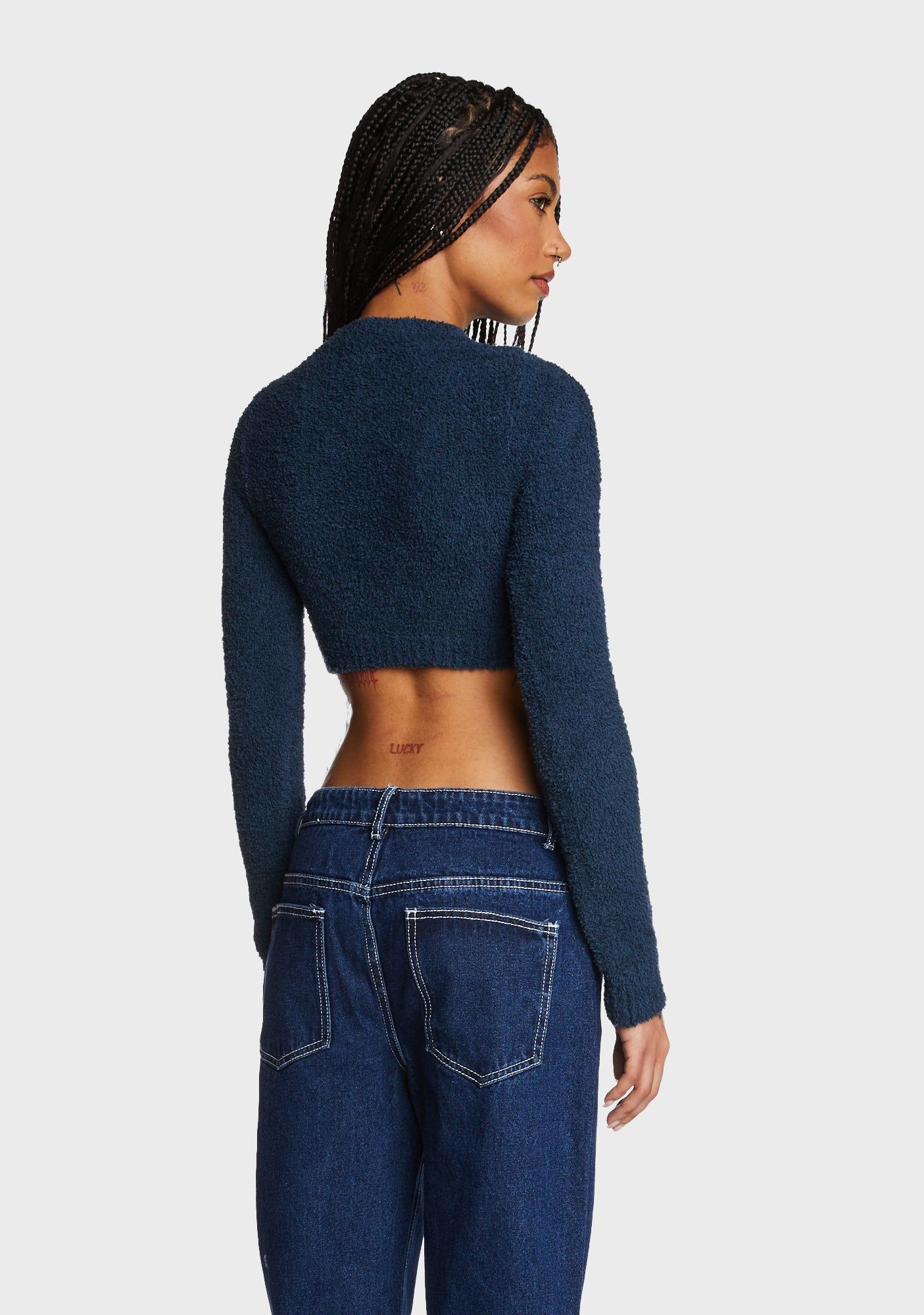 Starry Super Soft Cropped Sweater - Blue sold by Dolls Kill product image thumbnail 4