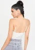 Ivory Better Be Satin Corset Crop Top sold by Dolls Kill
