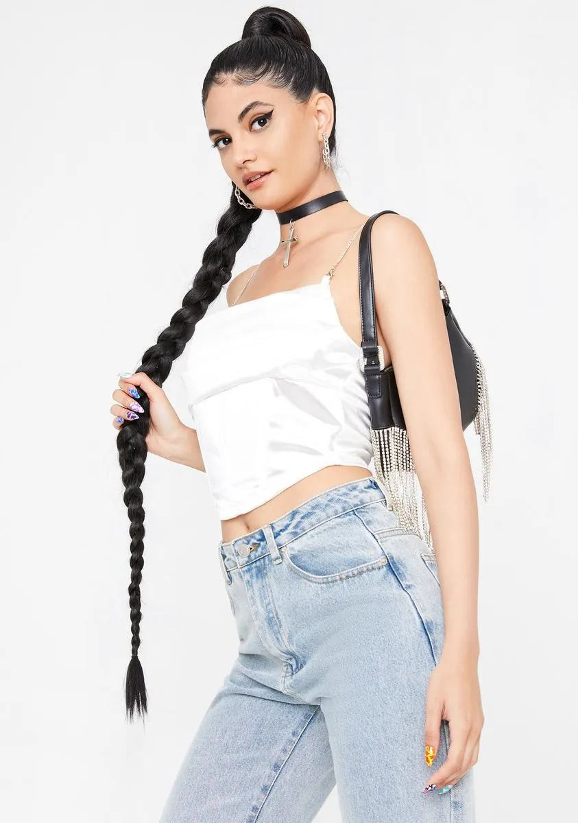 Ivory Better Be Satin Corset Crop Top sold by Dolls Kill product image thumbnail 2