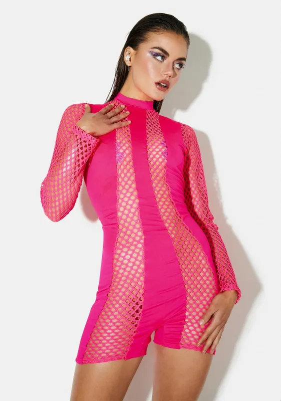 Hottie Fine As Wine Fishnet Romper sold by Dolls Kill