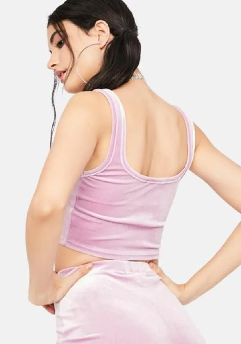 Blush Come Here Often Velour Lace Up Top sold by Dolls Kill product image thumbnail 4