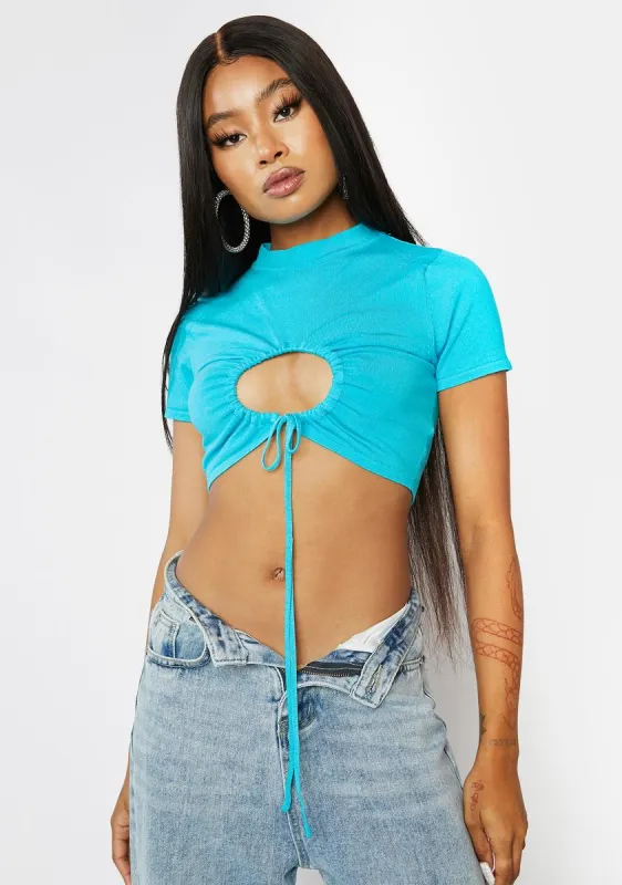 Aqua Important Lessons Crop Top sold by Dolls Kill