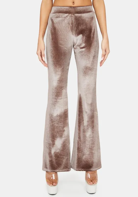 Mocha Velvet Flare Pants sold by Dolls Kill