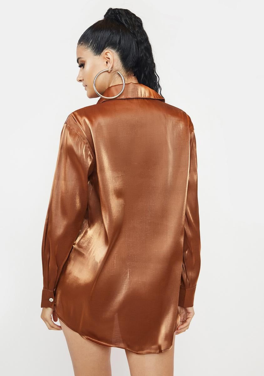 Brown Organza Oversized Blouse sold by Dolls Kill product image thumbnail 4