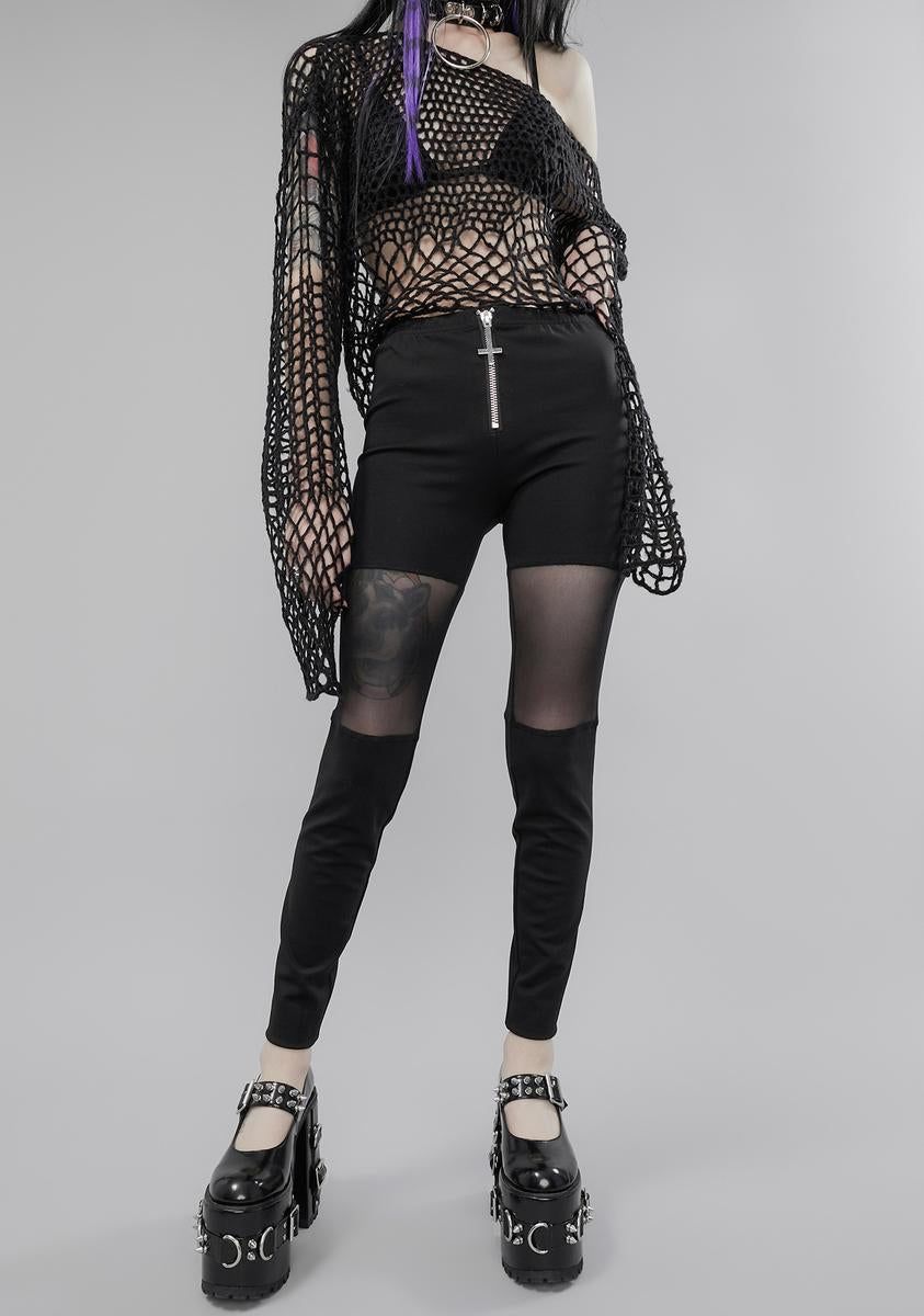 Pray For Evil Mesh Leggings sold by Dolls Kill