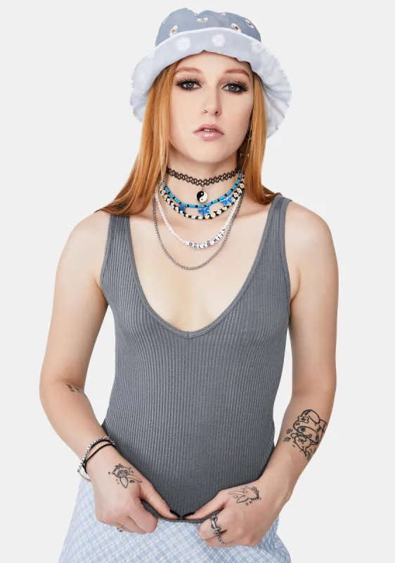Grey Ribbed Brami Tank Top sold by Dolls Kill